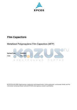 B32686S datasheet - Metallized Polypropylene Film Capacitors (MFP)