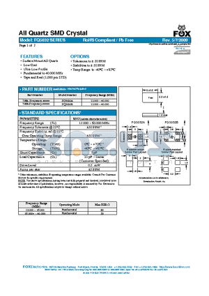 FQ5032 datasheet - All Quartz SMD Crystal