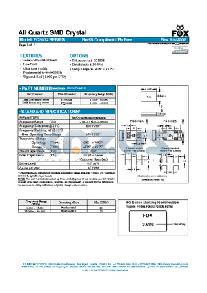 FQ5032A datasheet - All Quartz SMD Crystal