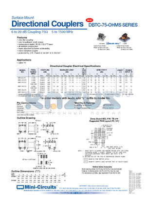 DBTC-10-4-75 datasheet - Surface Mount Directional Couplers