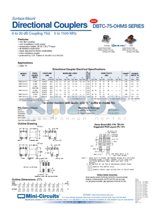 DBTC-20-4-75 datasheet - Surface Mount Directional Couplers