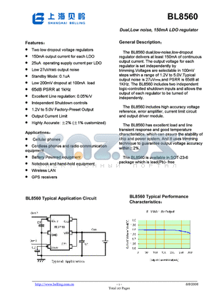 BL8560-DCRC datasheet - Dual,Low noise, 150mA LDO regulator