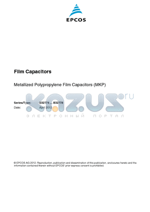 B32776E5456K000 datasheet - Metallized Polypropylene Film Capacitors (MKP)