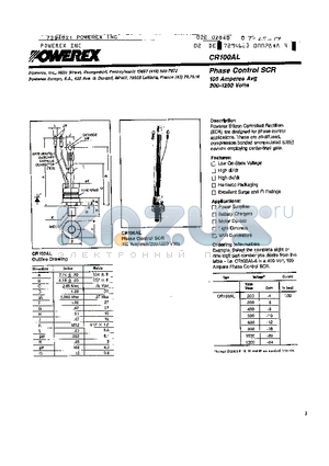 CR100AL-10 datasheet - Phase Control SCR 100 Amperes Avg 200-1200 Volts