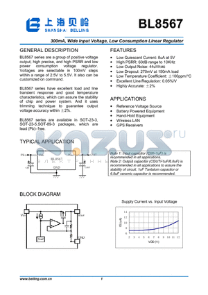 BL8567 datasheet - 300mA, Wide Input Voltage, Low Consumption Linear Regulator