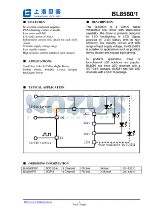 BL8580 datasheet - CMOS based White/Blue LED driver