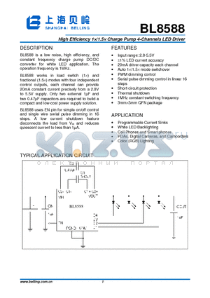 BL8588 datasheet - High Efficiency Charge Pump 4-Channels LED Driver