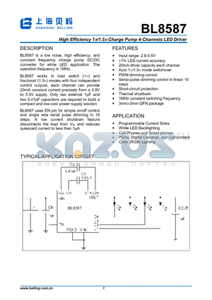 BL8587 datasheet - High Efficiency Charge Pump 4-Channels LED Driver