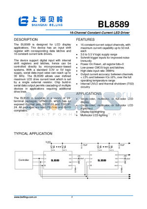 BL8589 datasheet - 16-Channel Constant-Current LED Driver