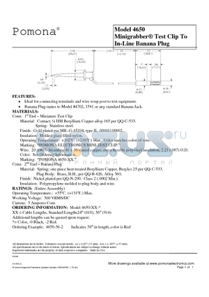 4650-36-2 datasheet - Minigrabber Test Clip To In-Line Banana Plug