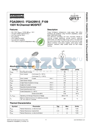 FQA28N15_F109 datasheet - 150V N-Channel MOSFET