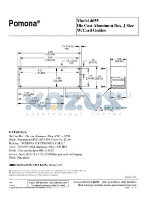 4655 datasheet - Die Cast Aluminum Box, J Size W/Card Guides