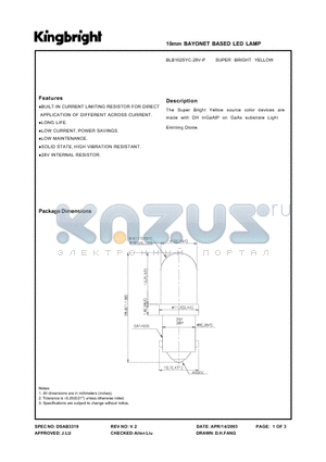 BLB102SYC-28V-P datasheet - 10mm BAYONET BASED LED LAMP