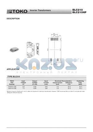 BLC210HP datasheet - Inverter Transformers