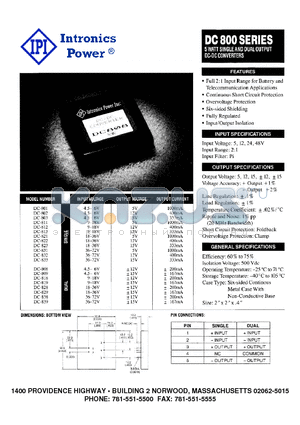 DC-802 datasheet - 5 WATT SINGLE AND DUAL OUTPUT DC-DC CONVERTERS