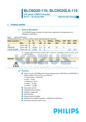 BLC6G20-110 datasheet - UHF power LDMOS transistor