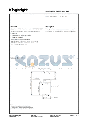 BLF041SURC/E12V datasheet - 4mm FLANGE BASED LED LAMP