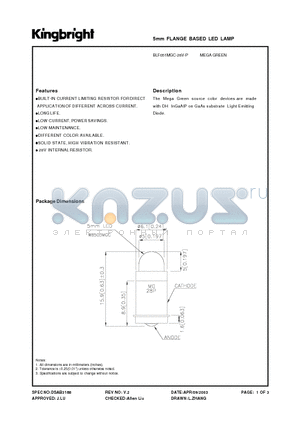 BLF051MGC-28V-P datasheet - 5mm FLANGE BASED LED LAMP