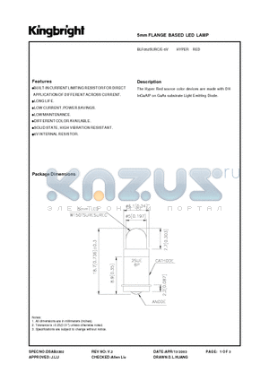 BLF052SURC-E-6V datasheet - 5mm FLANGE BASED LED LAMP