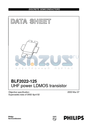 BLF2022-125 datasheet - UHF power LDMOS transistor