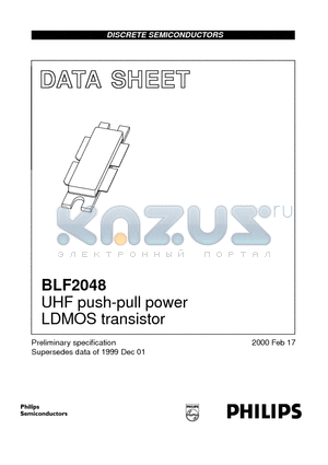 BLF2048 datasheet - UHF push-pull power LDMOS transistor