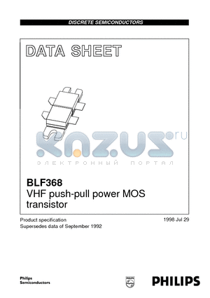 BLF368 datasheet - VHF push-pull power MOS transistor