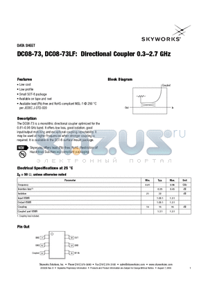 DC08-73 datasheet - Directional Coupler 0.3-2.7 GHz