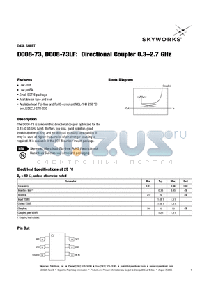 DC08-73LF datasheet - Directional Coupler 0.3-2.7 GHz