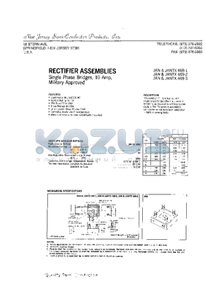 469-1 datasheet - RECTIFIER ASSEMBLIES Single Phase Bridges, 10 Amp, Military Approved