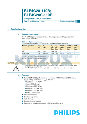 BLF4G20S-110B datasheet - UHF power LDMOS transistor