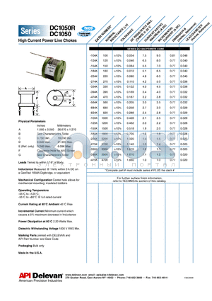 DC1050-104K datasheet - High Current Power Line Chokes