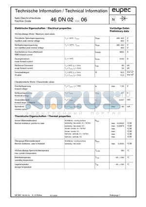 46DN03 datasheet - Netz-Gleichrichterdiode Rectifier Diode