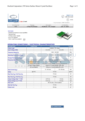 470-8.0M-3ED-TTS datasheet - 4 Pad PCB Base HCMOS / TTL Output