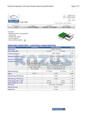 470-8.0M-3GD-TTS datasheet - 4 Pad PCB Base HCMOS / TTL Output