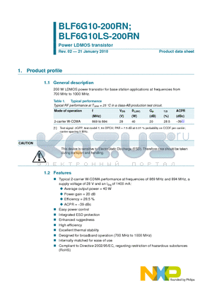 BLF6G10-200RN datasheet - Power LDMOS transistor