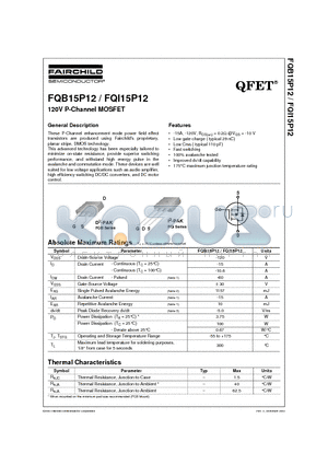 FQB15P12 datasheet - 120V P-Channel MOSFET