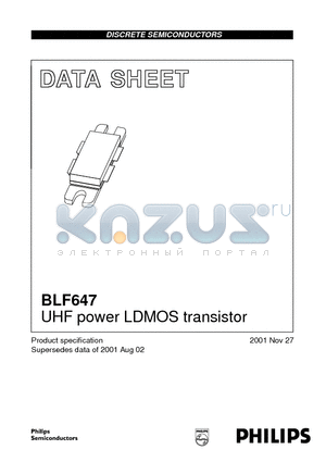 BLF647 datasheet - UHF power LDMOS transistor