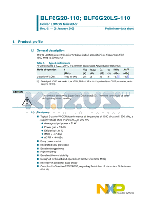 BLF6G20-110 datasheet - Power LDMOS transistor