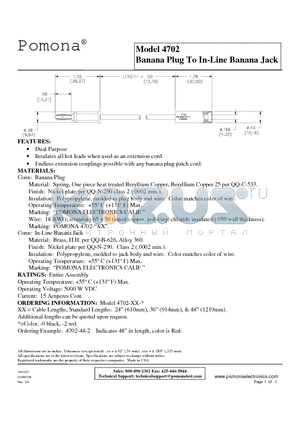 4702-24-0 datasheet - Banana Plug To In-Line Banana Jack