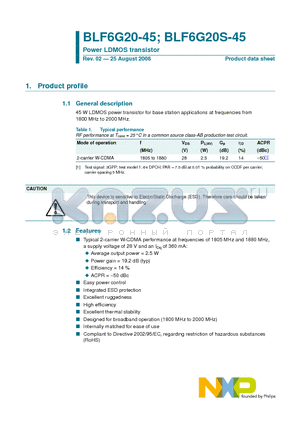 BLF6G20-45 datasheet - Power LDMOS transistor