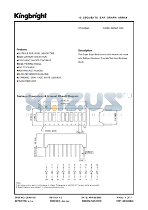 DC10SRWA datasheet - 10 SEGMENTS BAR GRAPH ARRAY