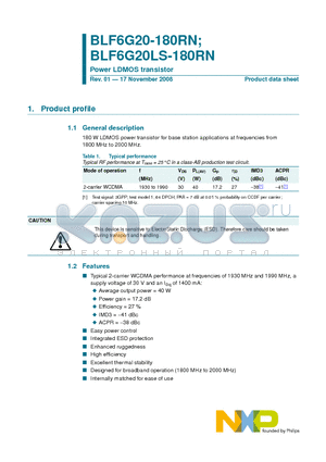 BLF6G20LS-180RN datasheet - Power LDMOS transistor