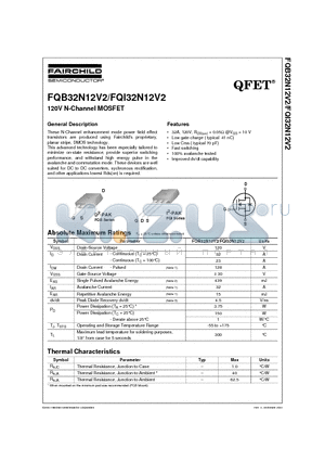 FQB32N12V2 datasheet - 120V N-Channel MOSFET