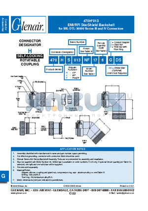 470HH130M096CDS datasheet - EMI/RFI StarShield Backshell