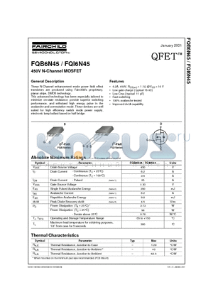 FQB6N45 datasheet - 450V N-Channel MOSFET