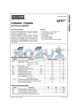 FQB9N08 datasheet - 80V N-Channel MOSFET