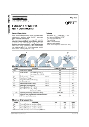 FQB9N15 datasheet - 150V N-Channel MOSFET