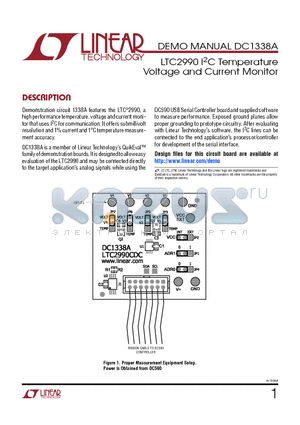 DC1338A datasheet - LTC2990 I2C Temperature Voltage and Current Monitor