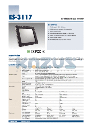 ES-3117V-VEAE datasheet - 17 Industrial LCD MonitorRoHSCOMPLIANT2002