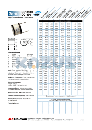 DC1390-185K datasheet - High Current Power Line Chokes